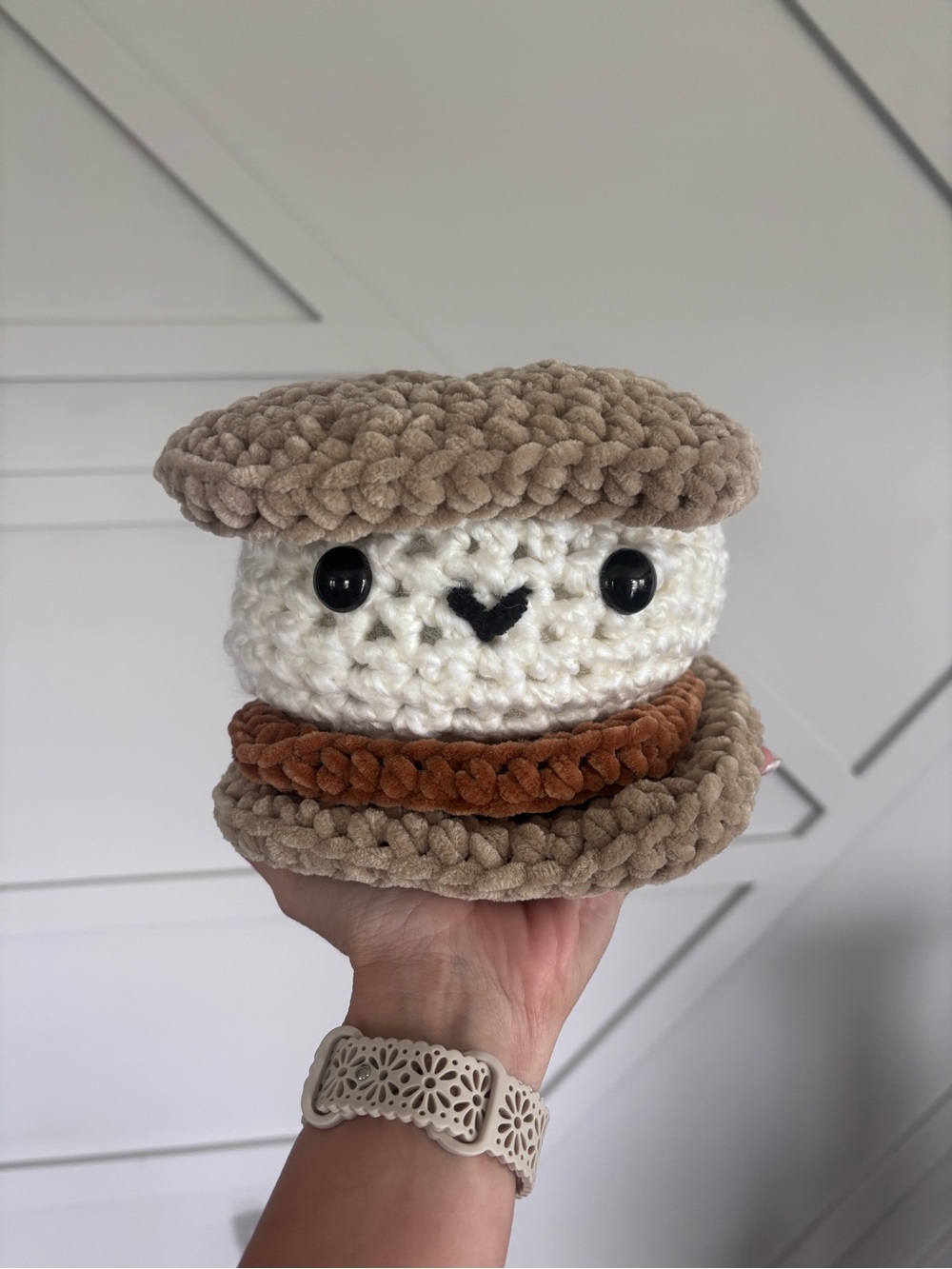 Handmade Plush Smore Toy in Beige, White, Brown